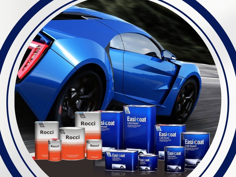 EasiCoat and Rocci automotive refinish product ranges displayed together